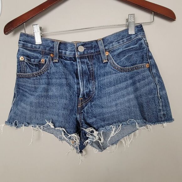 Levi's 501 Cutoff Jean Shorts Echo Park Dark Blue 24 - Picture 2 of 7